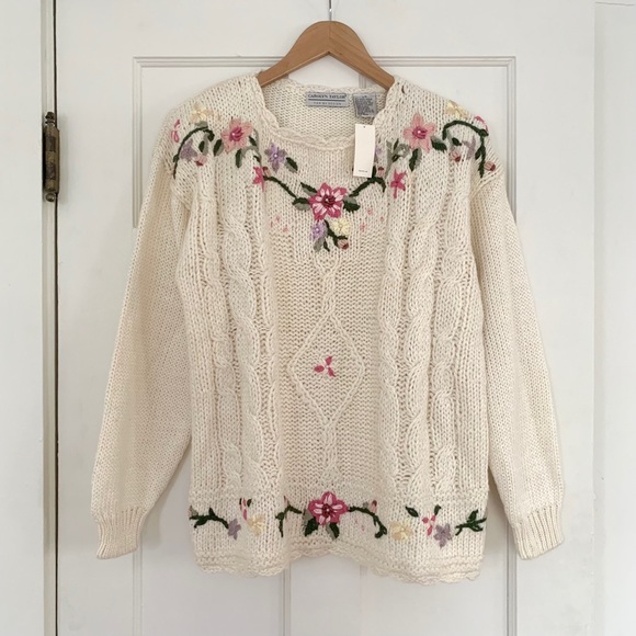 VTG • 90s Deadstock Chunky Knit Floral Sweater - Picture 11 of 11